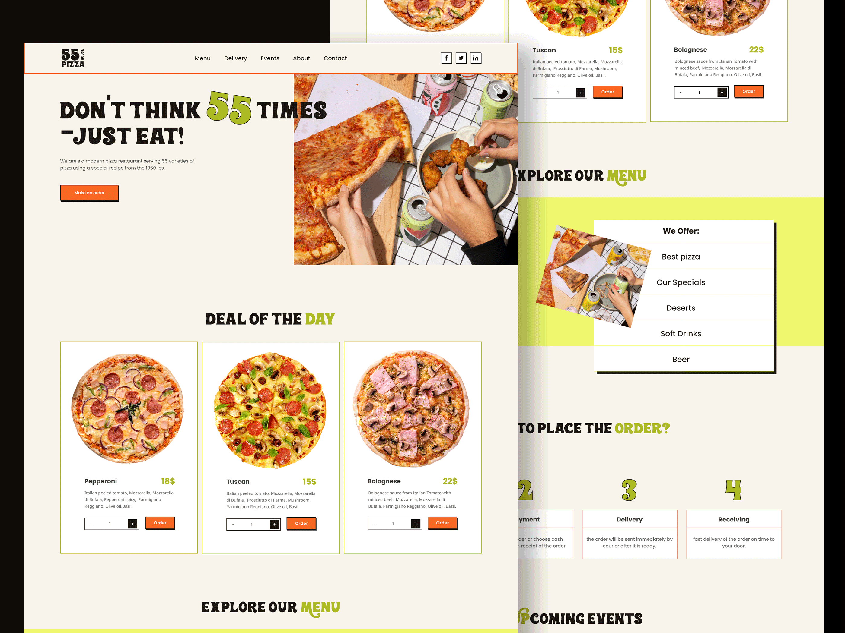 Pizza House Website design interface online orange order pizza retro shop ui ux web