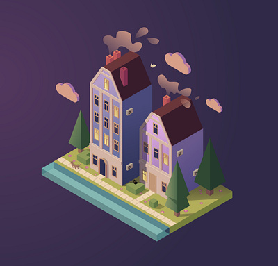 Isometric houses illustration isometric vector