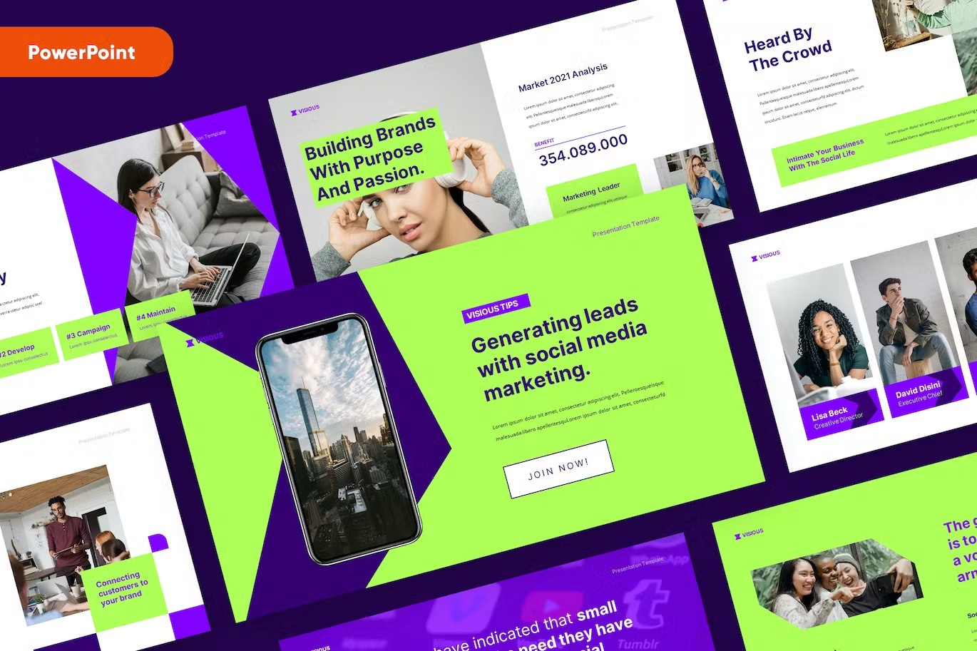 VISIOUS - Social Media Marketing Powerpoint Template download google slides homepage keynote landing landing page landingpage pitch pitch deck powerpoint powerpoint template pptx presentation presentation template professional slides template ui webdesign website