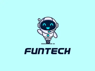 FunTech branding fun logo innovative solutions joyful engineering logo logo design logo designer logos mascot design modern logo playful design playful technology robot logo robot mascot software logo startup logo tech company tech logo technology technology logo