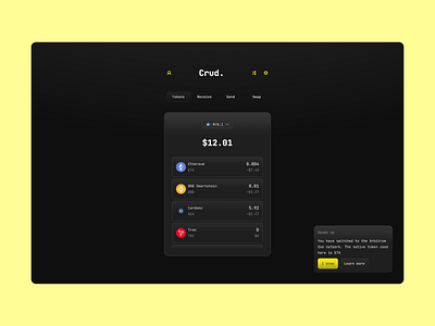 Tokens on Crud app blockchain branding design ui ux web3