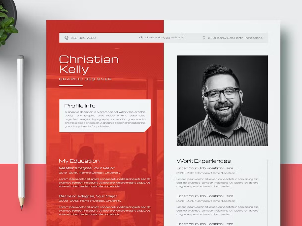 Red CV Template by Design My CV on Dribbble