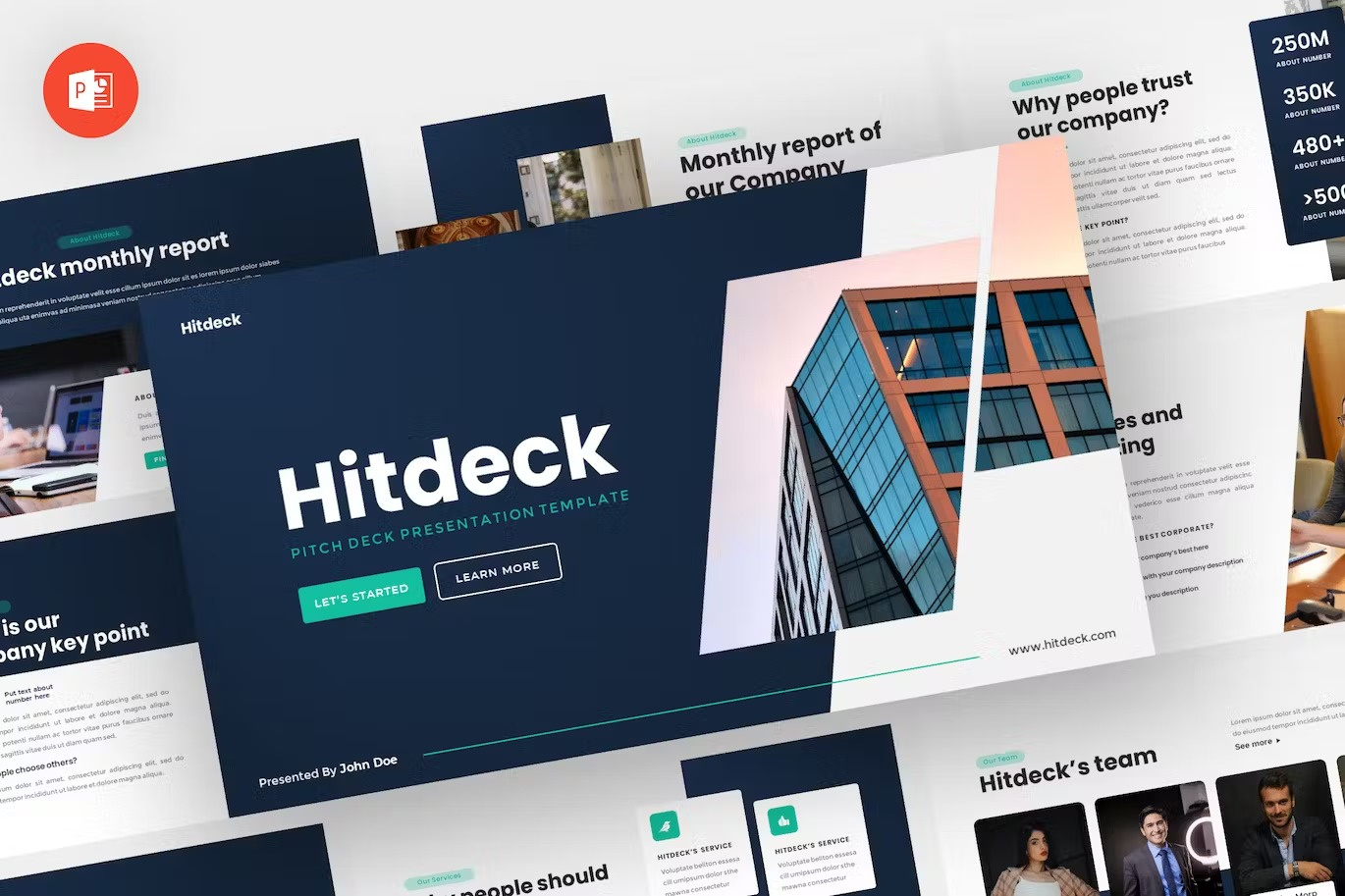 Hitdeck - Pitch Deck Powerpoint Template download google slides homepage keynote landing landing page landingpage pitch pitch deck powerpoint powerpoint template pptx presentation presentation template professional slides template ui webdesign website