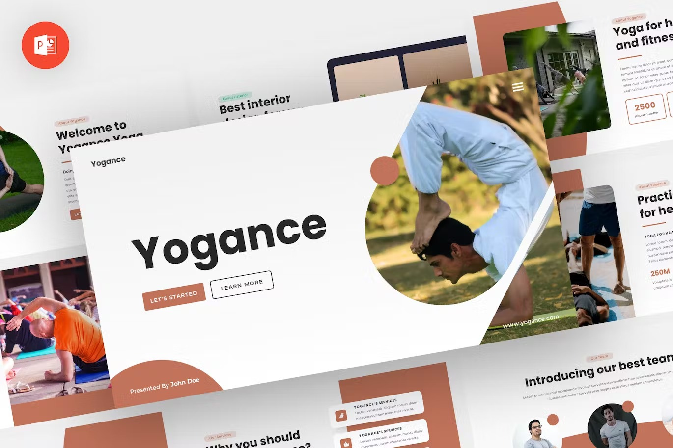 Yogance - Yoga Powerpoint Template download google slides homepage keynote landing landing page landingpage pitch pitch deck powerpoint powerpoint template pptx presentation presentation template professional slides template ui webdesign website