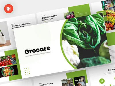 Grocare - Grocery Powerpoint Template download google slides homepage keynote landing landing page landingpage pitch pitch deck powerpoint powerpoint template pptx presentation presentation template professional slides template ui webdesign website