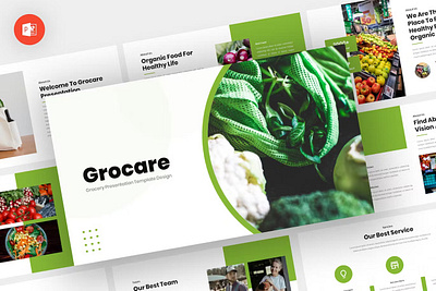 Grocare - Grocery Powerpoint Template download google slides homepage keynote landing landing page landingpage pitch pitch deck powerpoint powerpoint template pptx presentation presentation template professional slides template ui webdesign website