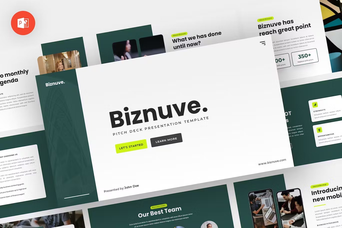 Biznuve - Pitch Deck Powerpoint Template download google slides homepage keynote landing landing page landingpage pitch pitch deck powerpoint powerpoint template pptx presentation presentation template professional slides template ui webdesign website