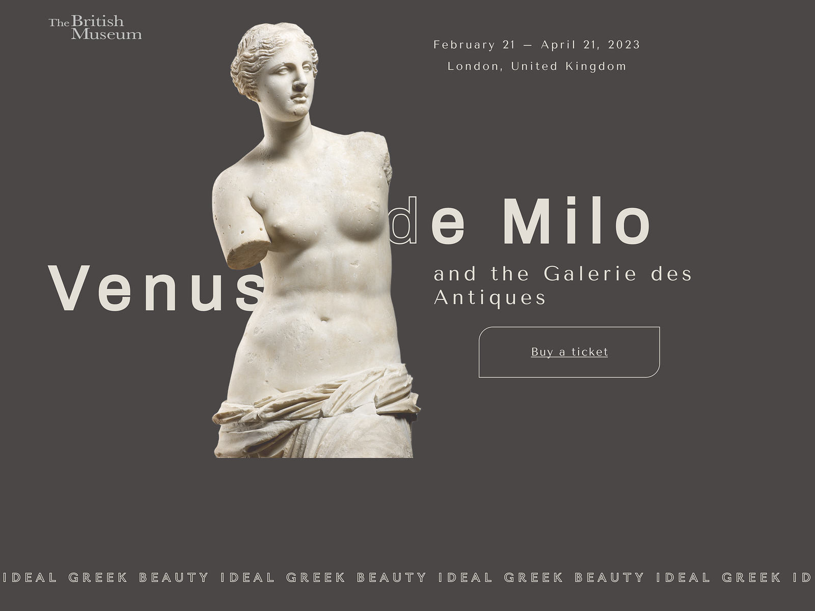 Landing Page Exhibition Of Sculptures Venus De Milo By Andriana On Dribbble 