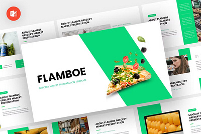 Flamboe - Grocery Powerpoint Template download google slides homepage keynote landing landing page landingpage pitch pitch deck powerpoint powerpoint template pptx presentation presentation template professional slides template ui webdesign website