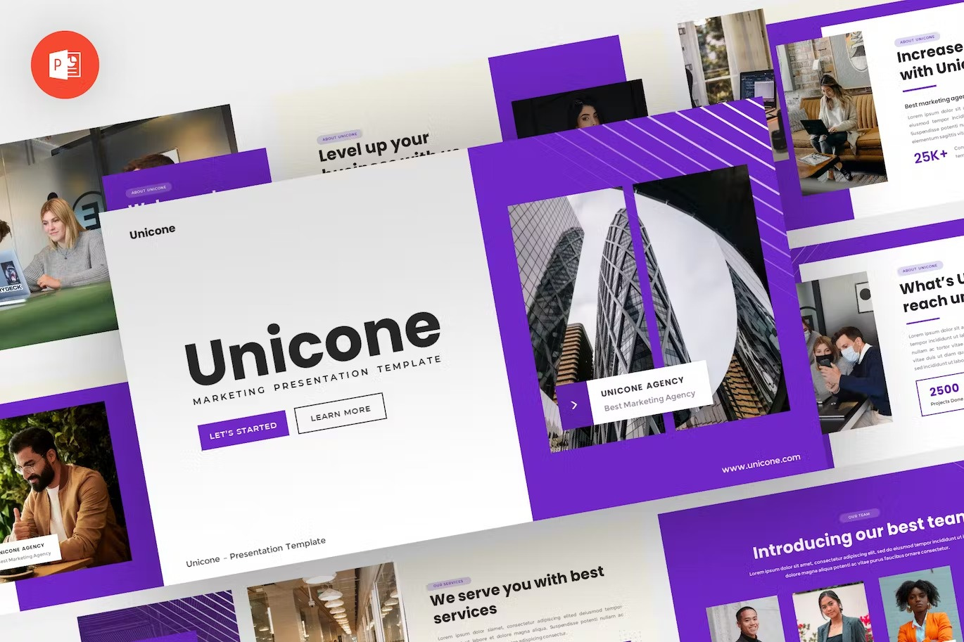 Unicone - Marketing Powerpoint Template download google slides homepage keynote landing landing page landingpage pitch pitch deck powerpoint powerpoint template pptx presentation presentation template professional slides template ui webdesign website