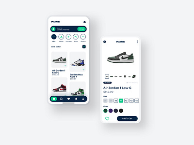 PAIRS - Mobile Sneakers E-Commerce App app branding design e commerce ecommerce graphic design mobile sneakers typography ui uidesign uiux ux