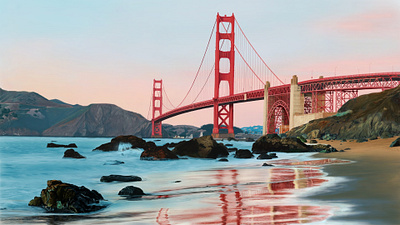 Golden Gate Bridge, digital painting on photoshop graphic design