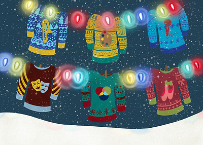 Ugly Xmas Sweaters | Holiday Card Illustration design holiday illustration illustrator procreate