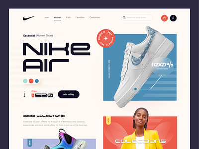 Nike-Website Hero Section banner cart design e commerce ecommerce hero interface nike online store product service shoe shopping shose store typography ui ux web website