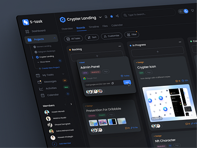 Project Managment Dashboard - Dark Mode✨ clean dashboard design manager managment minimal project projectmanagment task todo ui ux