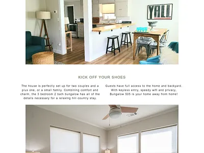 Short term rental website for bungalow505 5 page website design airbnb website booking website email automation email marketing lodgify website short term rental website simple website design vacation website vrbo website website redesign