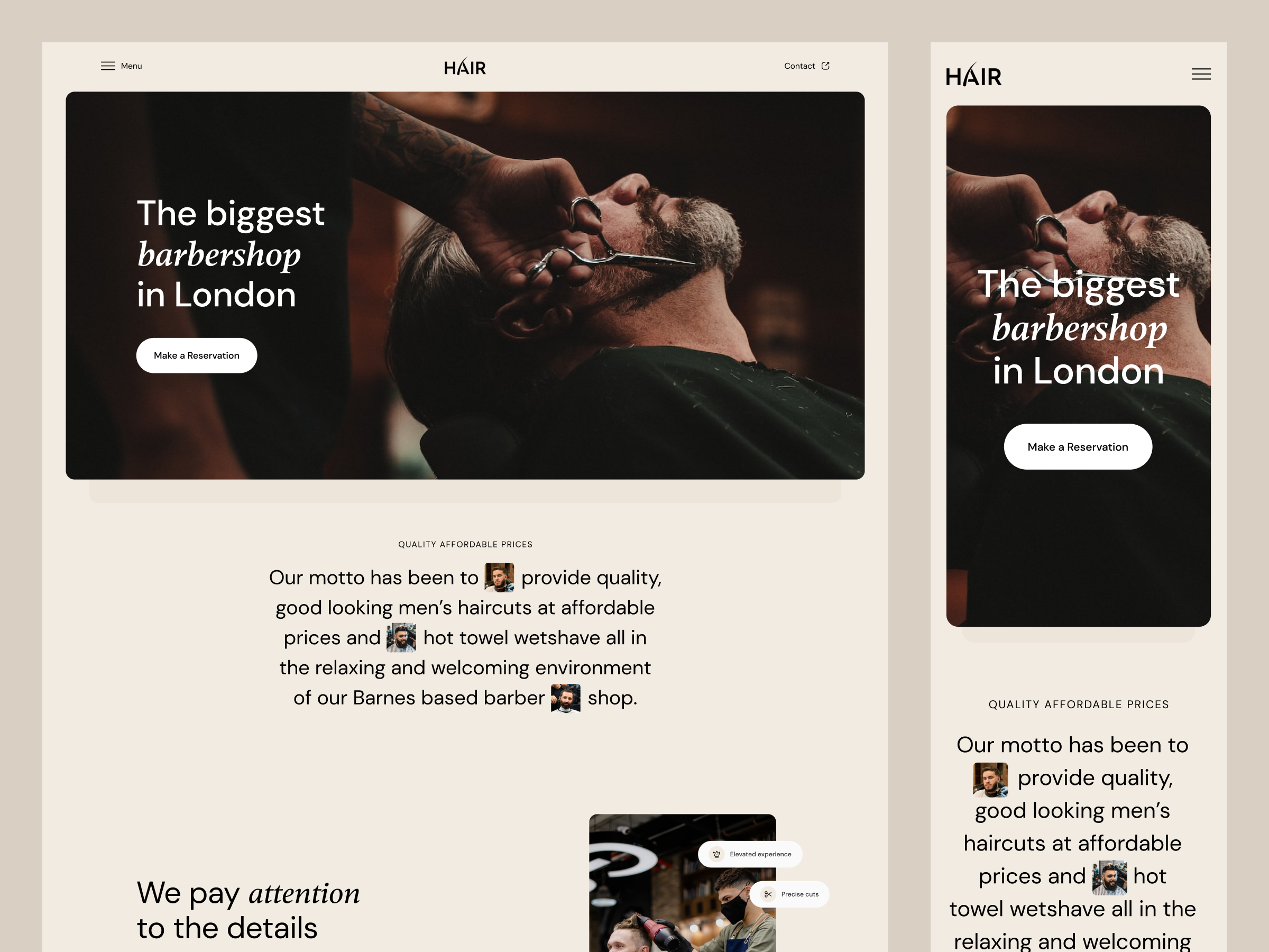 Hair - Barbershop barbershop barbershop landing page barbershop web design barbershop website ui web design website
