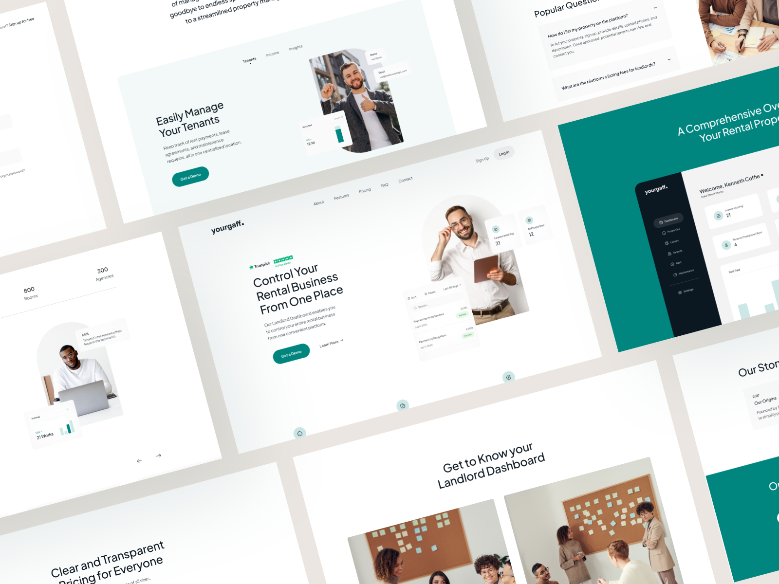 Yourgaff - Manage your rentals in one place landing page manage properties properties real estate real estate website ui web design website