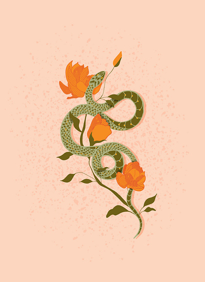 Golden Snake design handlettering illustration retro texture typography