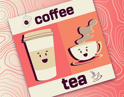 Are you a coffee or a tea person ? flat illustration graphic design illustration instagram post kawai illustration smiling vector