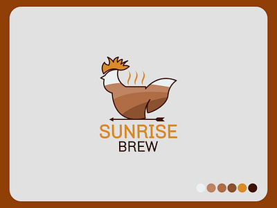 Sunrise Brew coffee cafe shop logo design adobe illustrator branding brew cafe chicken coffee color palette design drinks flat food fresh graphic design hen logo morning refreshing rooster shop tea