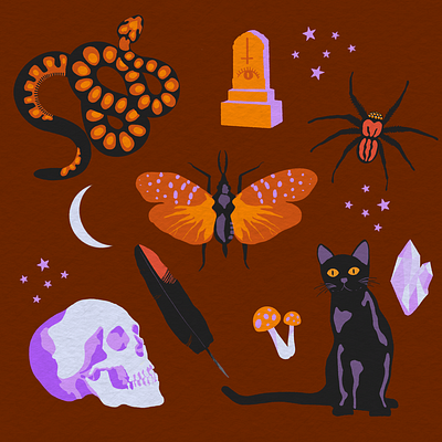 Halloween Flash Sheet design halloween illustration spooky witchy