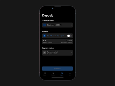 Deposit. Dark after effect animation balance banking broker dark deposit finance forex invest market mobile payment prototype success trading transaction wallet withdraw