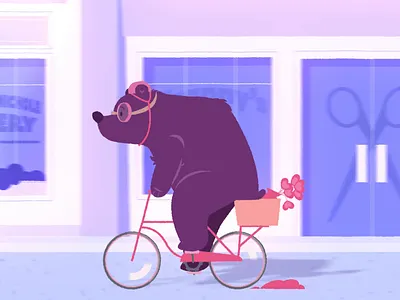 Delivery Bear animation bear bicycle bike brooklyn character city delivery delivery service design flower flower delivery graphic design illustration illustrator motion graphics new york vector
