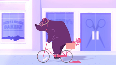 Delivery Bear animation bear bicycle bike brooklyn character city delivery delivery service design flower flower delivery graphic design illustration illustrator motion graphics new york vector
