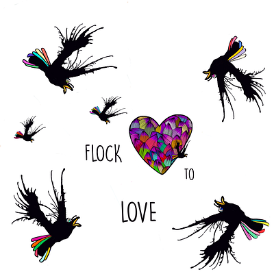 Sticker design “Flock to Love” branding digitalart graphic design illustration logo procreate