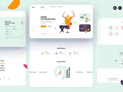Pochi-Personal Portfolio Landing Page Template app home page home screen homepage interface ios landing landing page landingpage mobile page site ui uidesign uiux ux web web page webdesign website