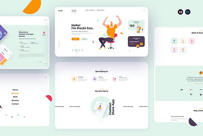 Pochi-Personal Portfolio Landing Page Template app home page home screen homepage interface ios landing landing page landingpage mobile page site ui uidesign uiux ux web web page webdesign website