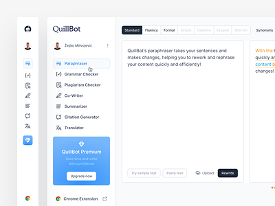 QuillBot Redesign - AI paraphrasing tool ai assistant bot chatgpt enterprise gpt learning minimal product design saas ui ux web app webappdesign