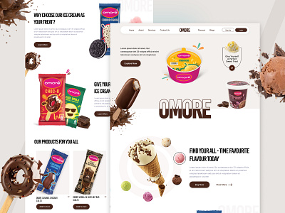 Ice Cream Website Design. app design branding design dessert landing page figma graphic design ice cream ice cream landing page landing page populardesigner top designer ui uiux vector web design website designer websitedesign2023 wendesignui