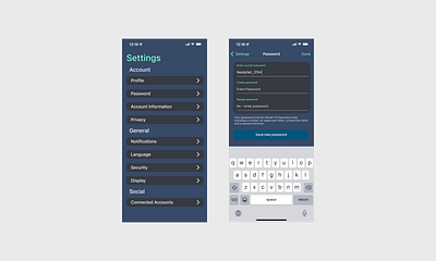 Daily UI Challenge - Day 7: Settings 100days 100daysofdesign app change dailydesign design designer designjobs designthinking figma graphic design illustration pages password screens settings tech ui uiuxdesign ux