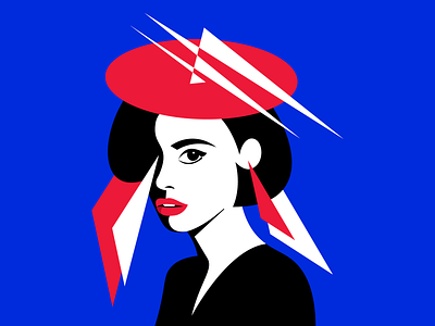 Diana abstract blue face girl graphic design horny ill illustration portrait pretty red vector woman
