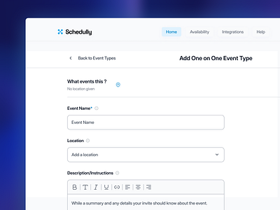 Schedully - Create Event calendar create design event login logo product design schedule signup ui user interface ux web design