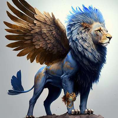 Blue eagle lion mix - commission for a fan design graphic design illustration