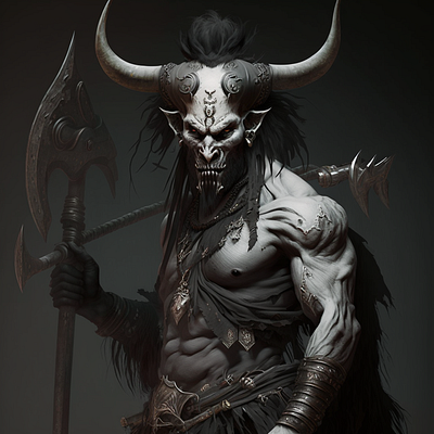 D&D commission - Horned demon Slanek design graphic design illustration