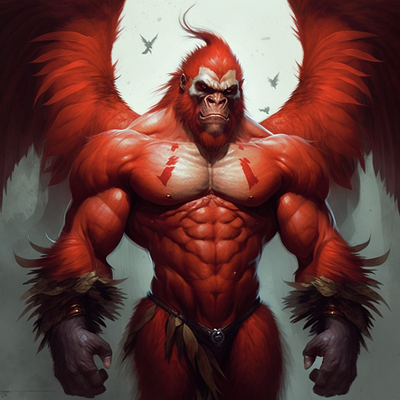 Commission - Winged red Gorilla design graphic design illustration