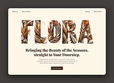 Flora landing page animation brand branding flowers footer header illustration landing page motion pastel plants pricing scrolling section subscription typography ui ux web design website