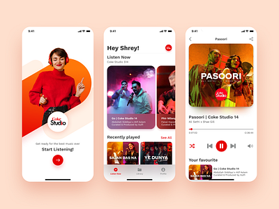 Coke Studio music app appui best clean coke studio mobile app music music app music player ui user interface