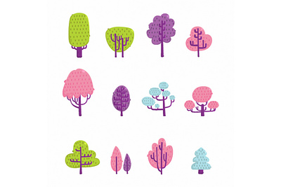 Cartoon Doodle Trees Illustration cartoon clipart doodle forest illustration nature plant spring tree vector