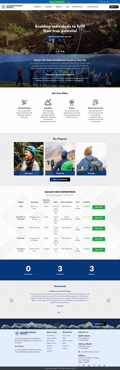 Outward Bound Bharat custom php template design drupal drupal custom theme ui