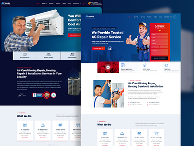 Airtronix - Air Condition and Heating Web Design air conditioner heating air conditioning business clean concept creative design figma flat heating heating and cooling heating system logo minimal typography ui ux vector web website