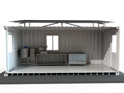 Modular Factory in Container 20ft 3d modeling container design industrial design mechanical design product design solar panels system
