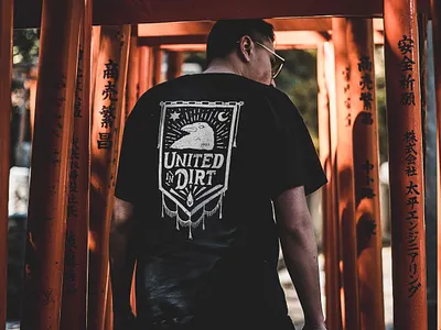 United By Dirt apparel banner crow design dirt graphic design illustration off road secret society