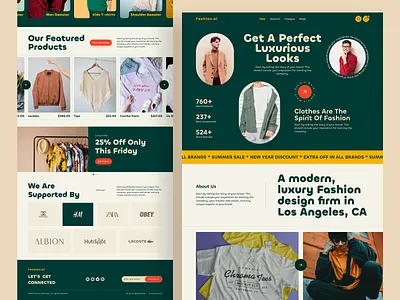 Fashion Web Site Design: Landing Page / Home Page UI branding clean clothing clothing brand design ecommerce elegant fashion fashion website homepage landing page minimal mockup online shop style ui ux web design website design
