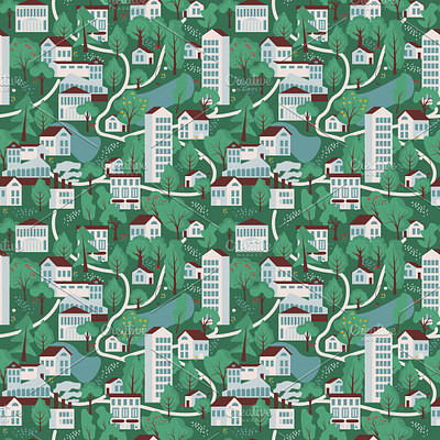 Seamless town building city decorative design house pattern seamless simple surface design texture town tree urban