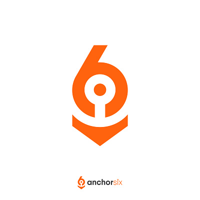 AnchorSix anchor logo minimalistlogo negativespace orange simplelogo six